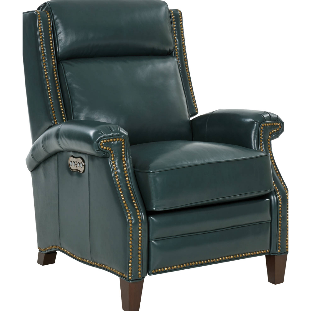 Dark green deals leather recliner